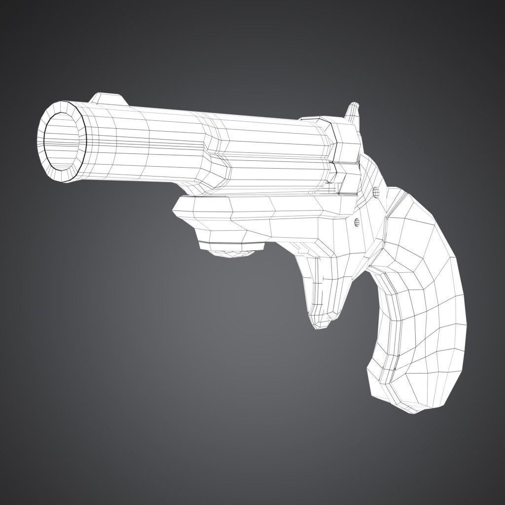 revolver Low-poly 3D model_11