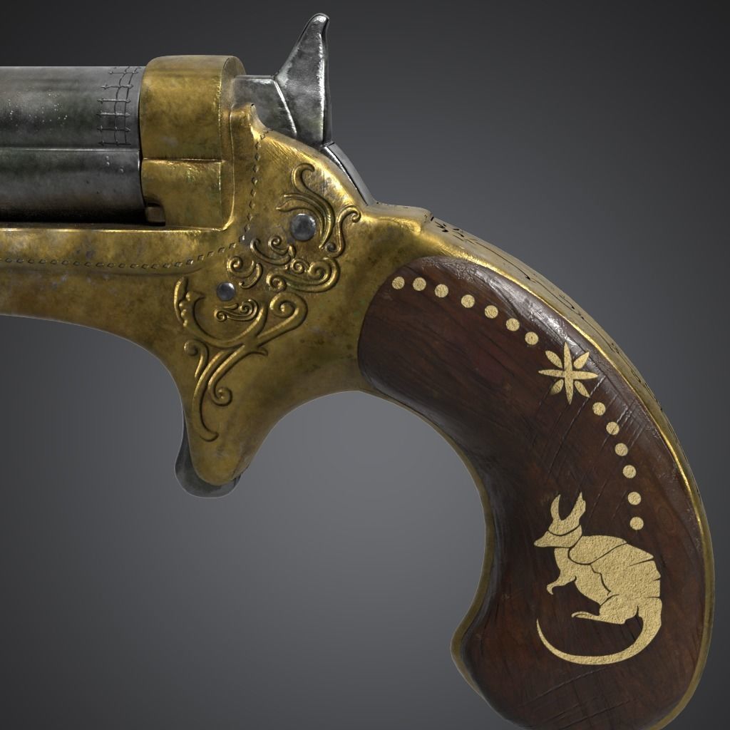 revolver Low-poly 3D model_4