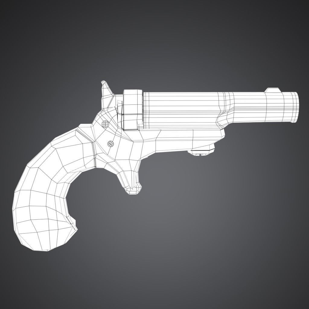 revolver Low-poly 3D model_10