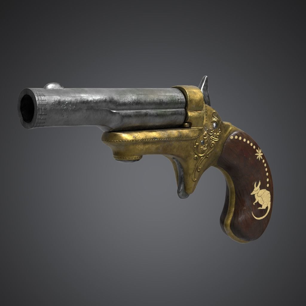 revolver Low-poly 3D model_5