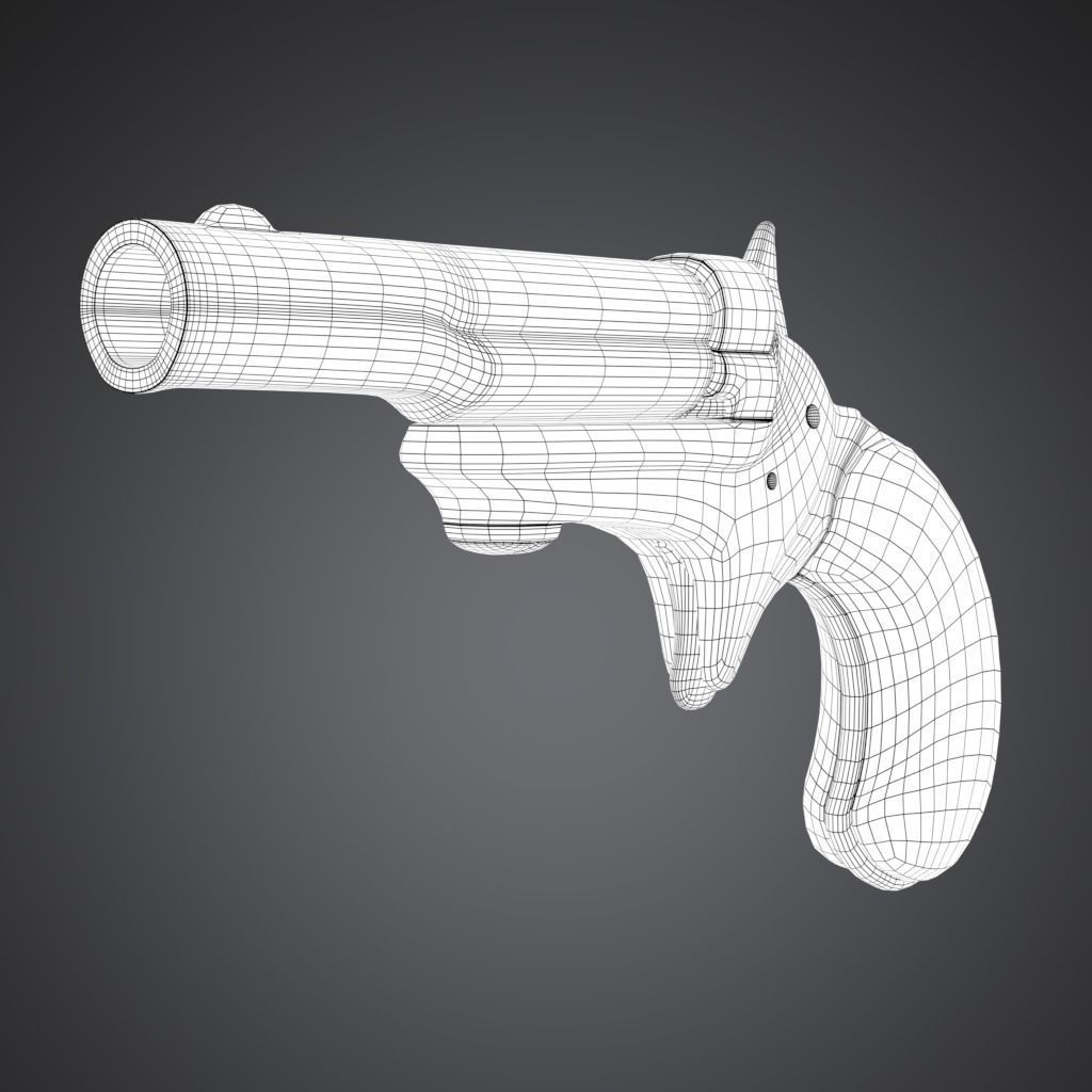 revolver Low-poly 3D model_2