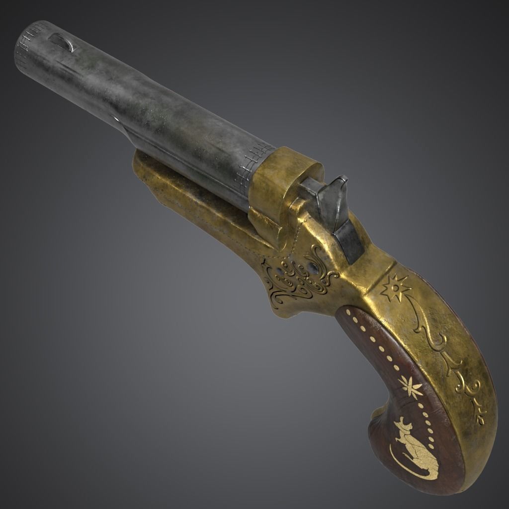 revolver Low-poly 3D model_6