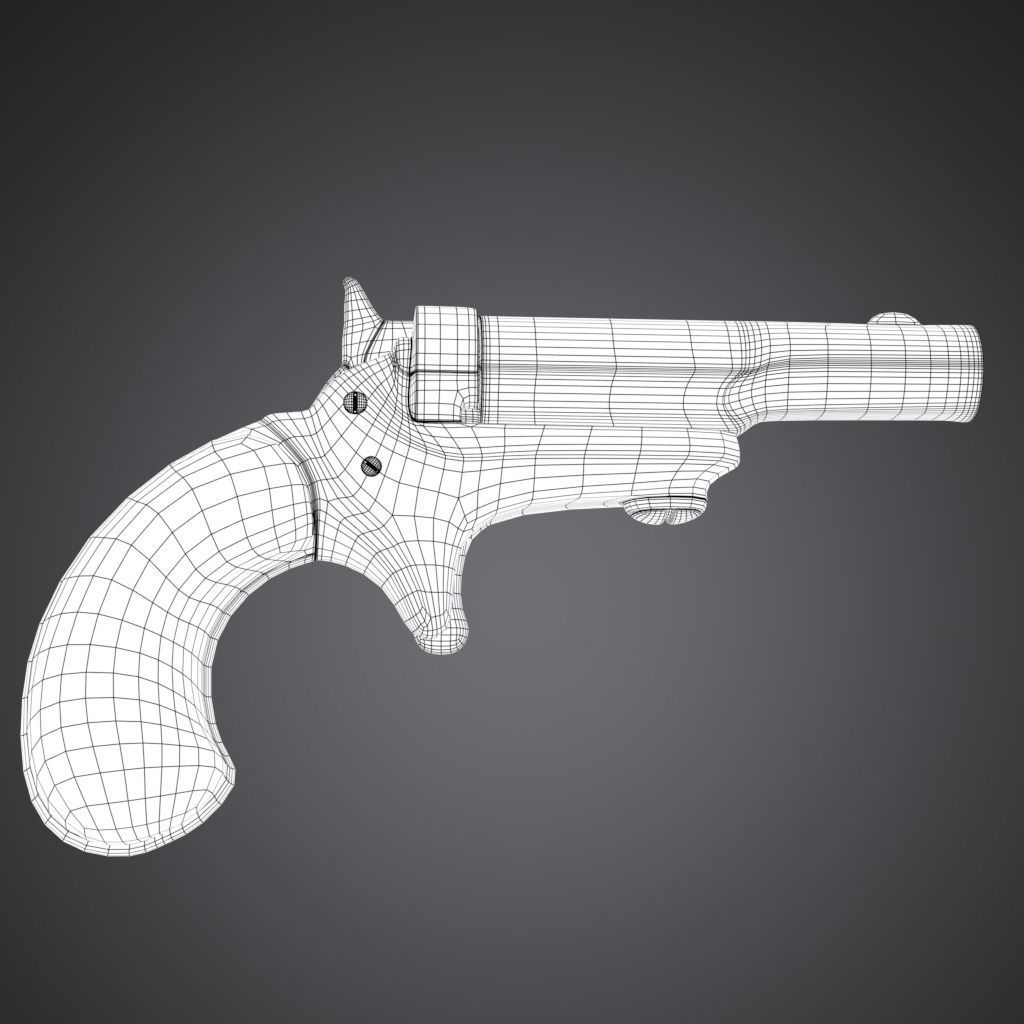 revolver Low-poly 3D model_3