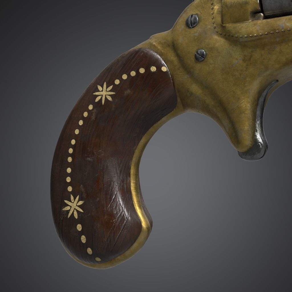 revolver Low-poly 3D model_8