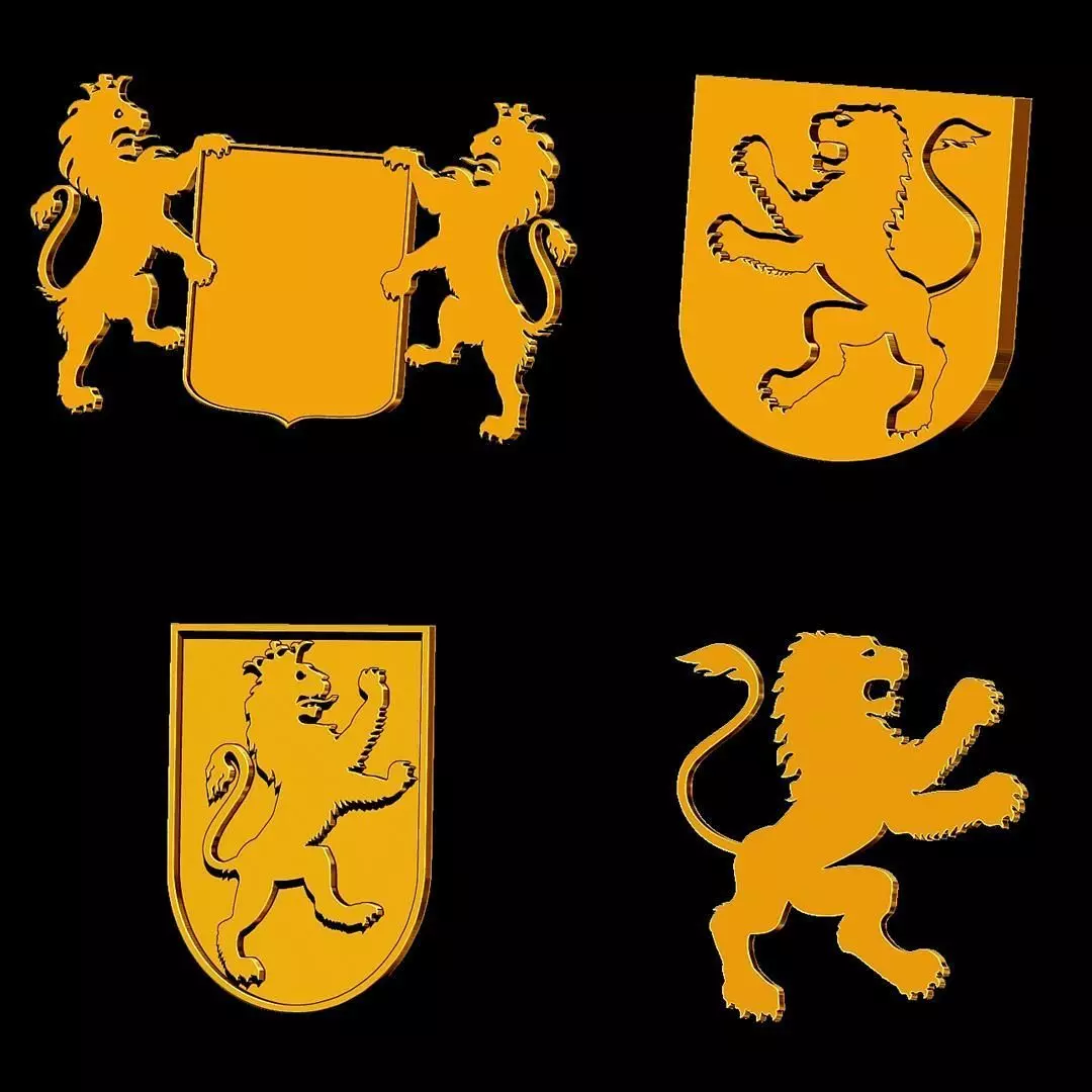 Heraldry Pack Lions for jewelry 3D print model