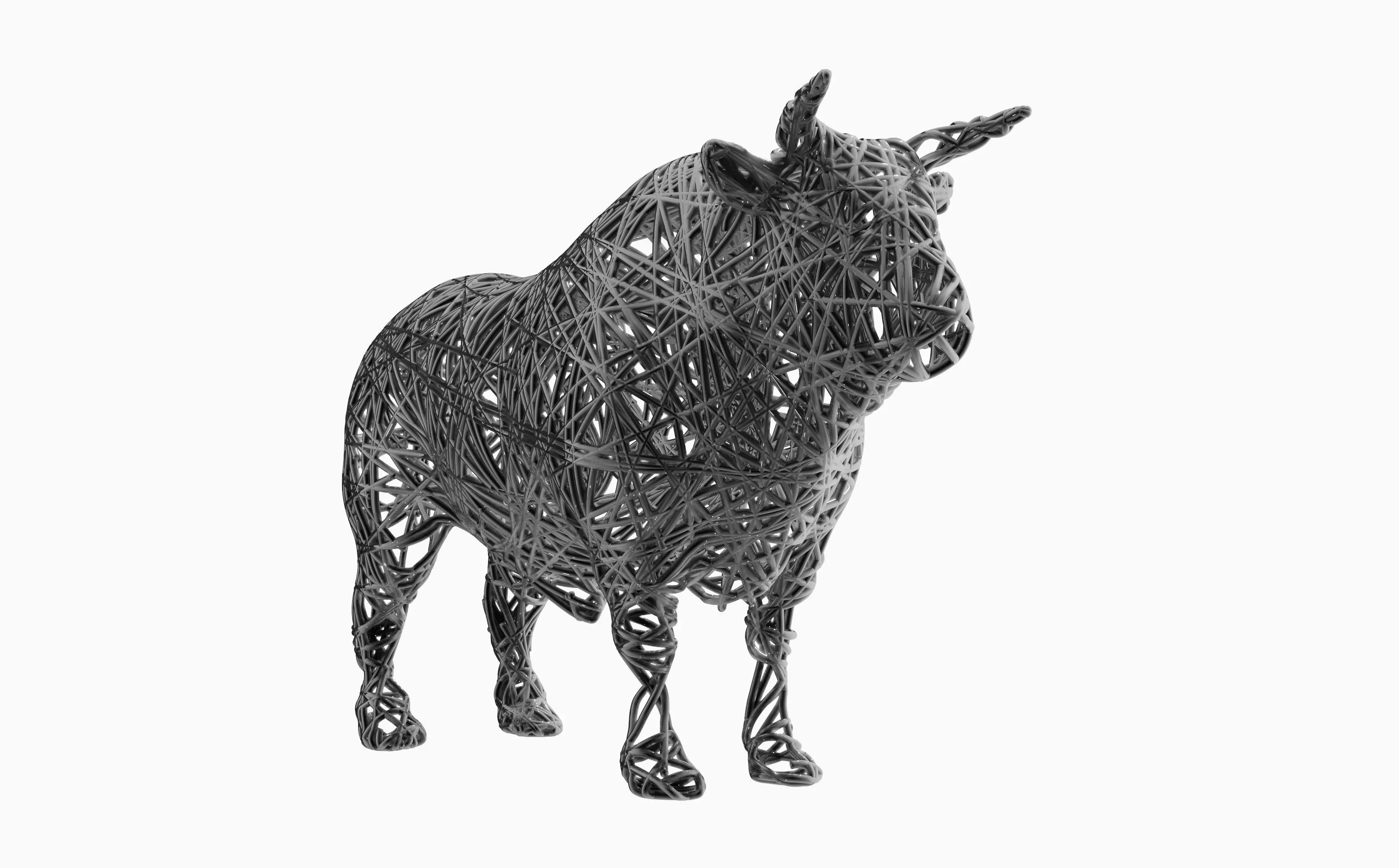Bull Wire Statue 3D model_0