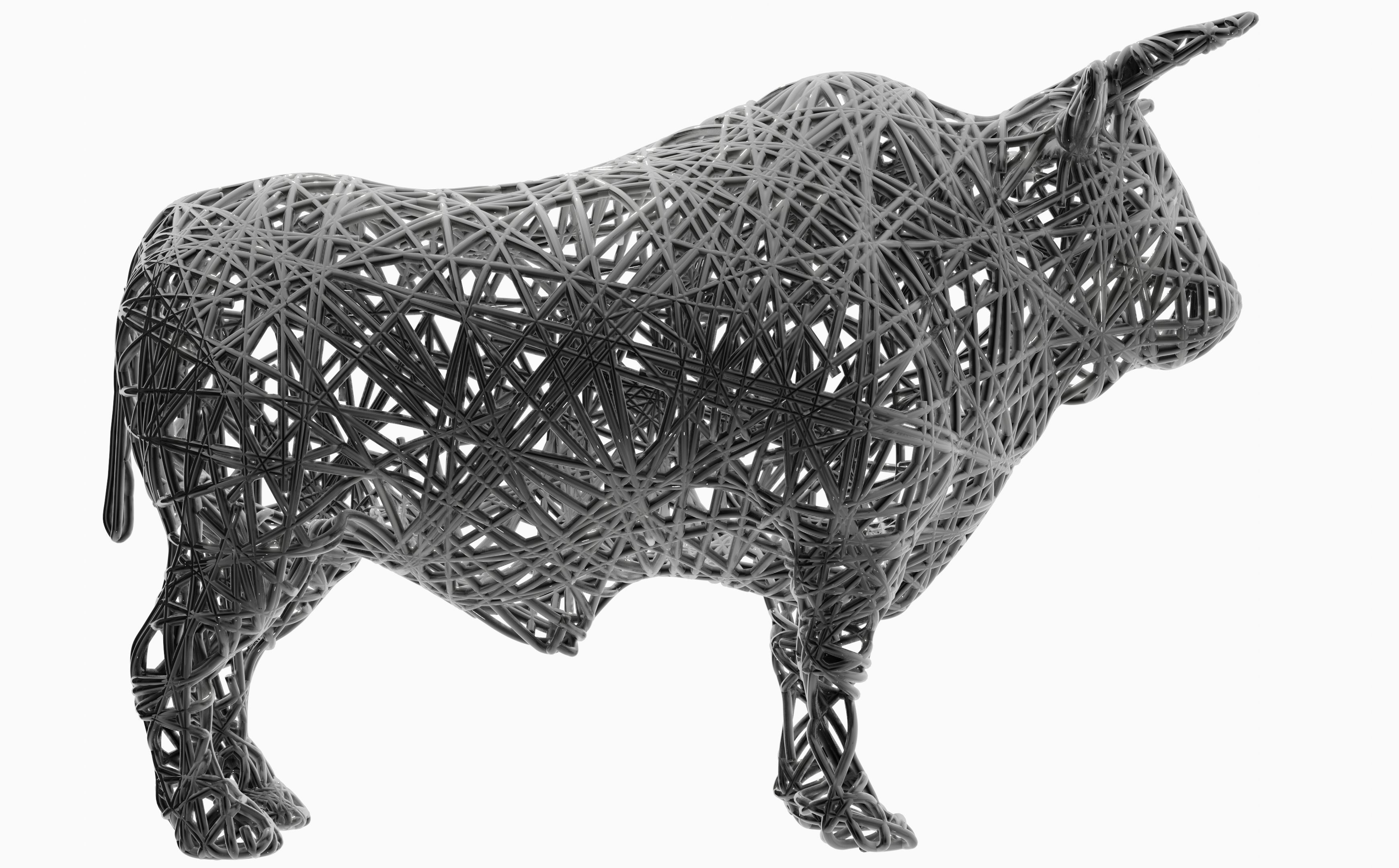 Bull Wire Statue 3D model_1
