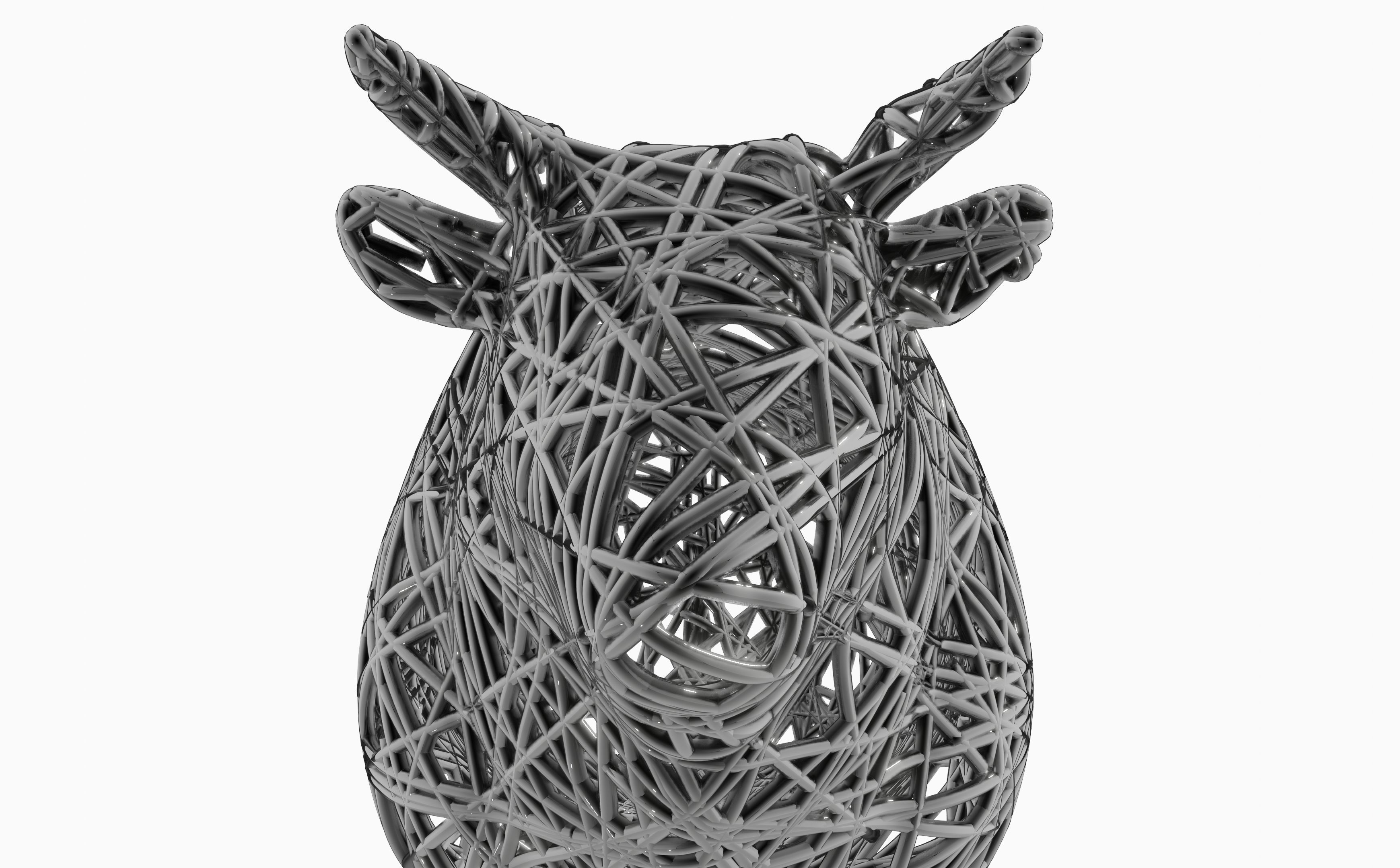 Bull Wire Statue 3D model_3