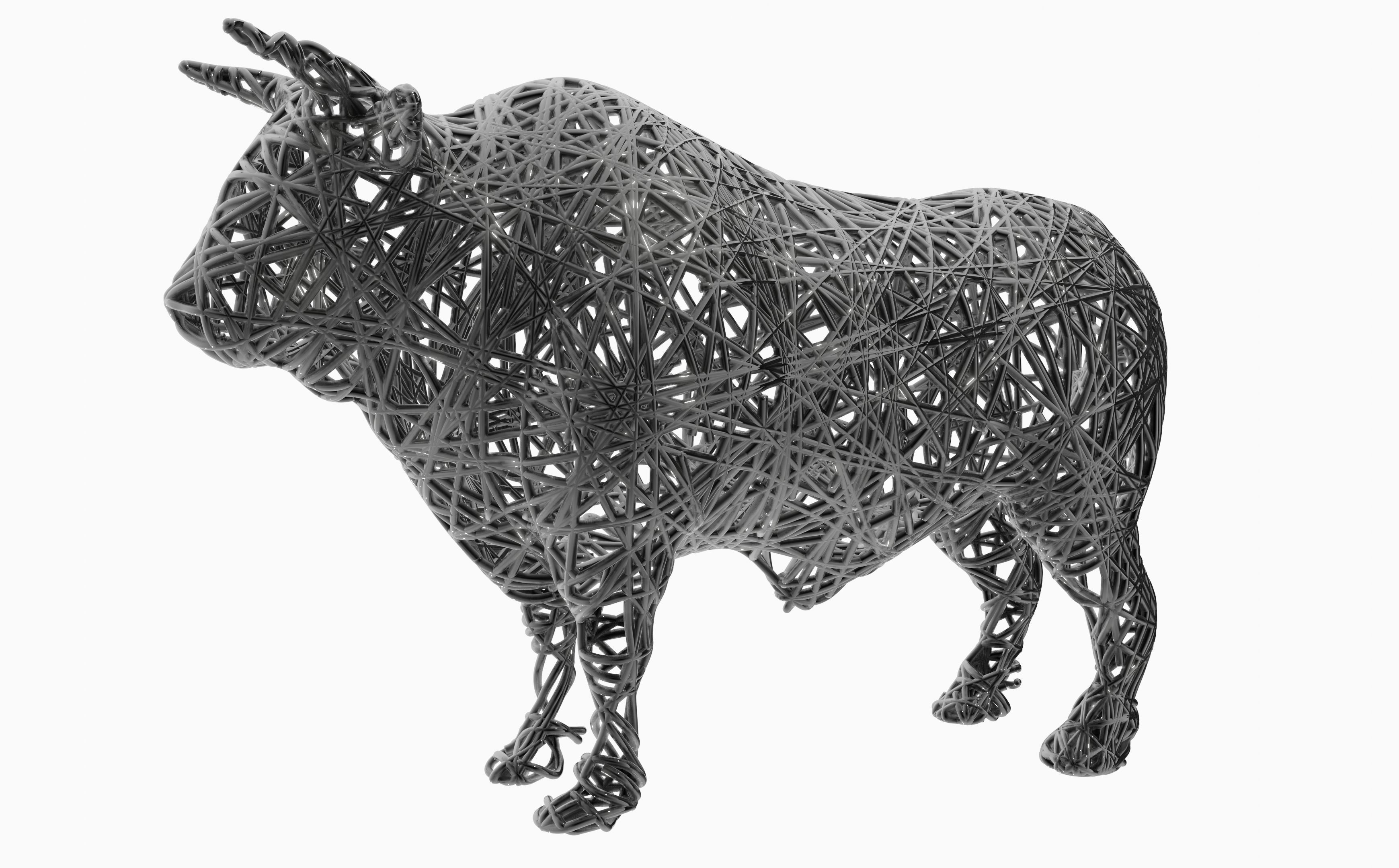 Bull Wire Statue 3D model_4