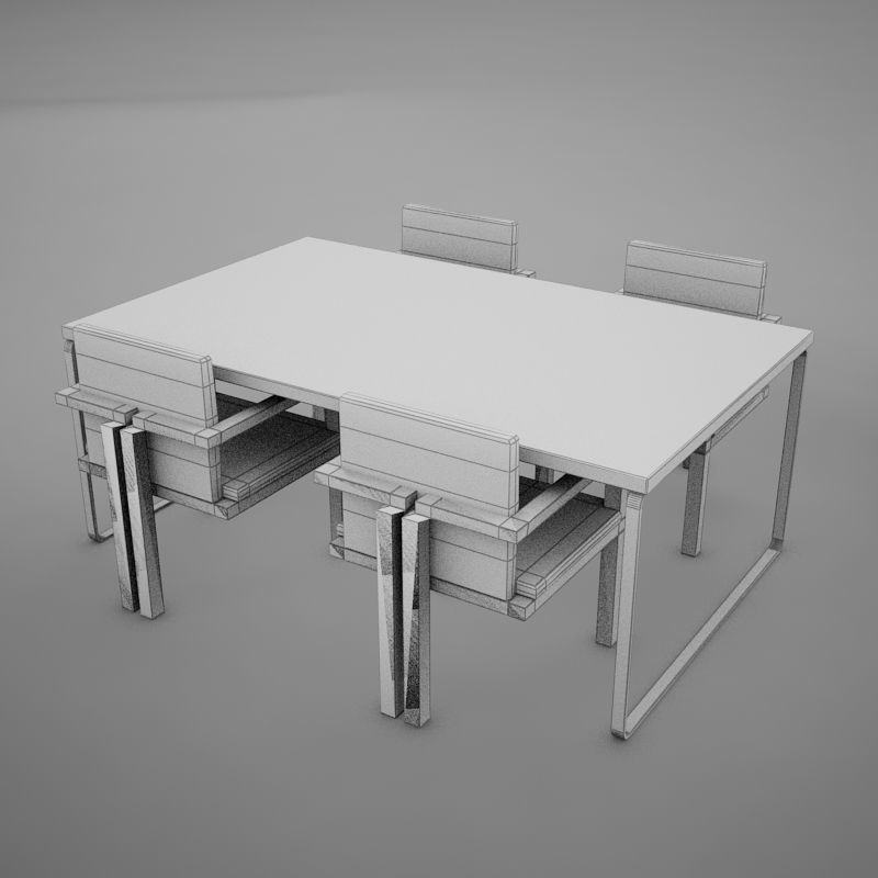 dinning07 dining table with four chairs 3D model_8