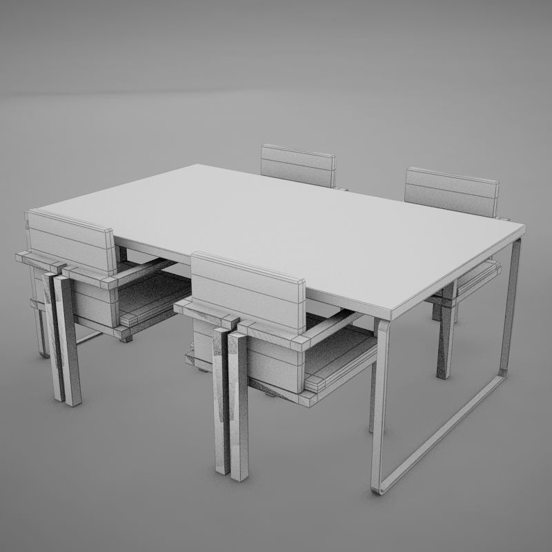 dinning07 dining table with four chairs 3D model_10