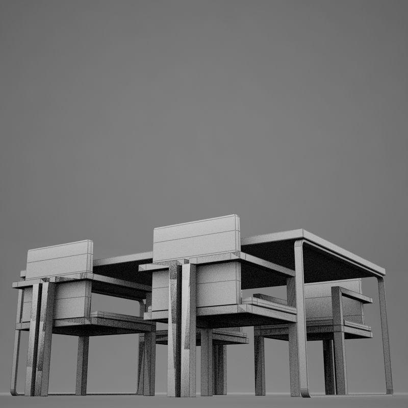 dinning07 dining table with four chairs 3D model_15