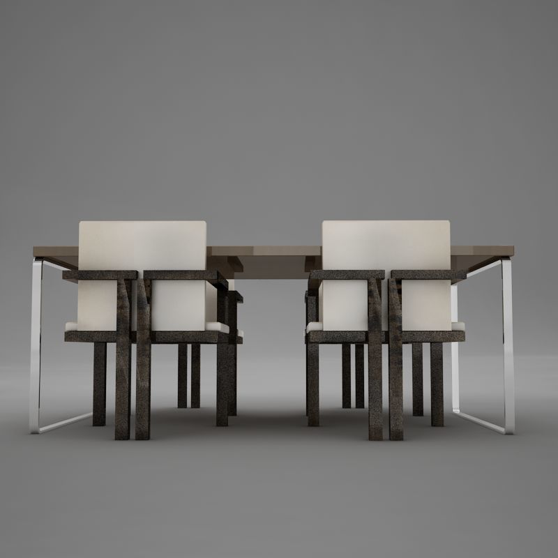 dinning07 dining table with four chairs 3D model_5