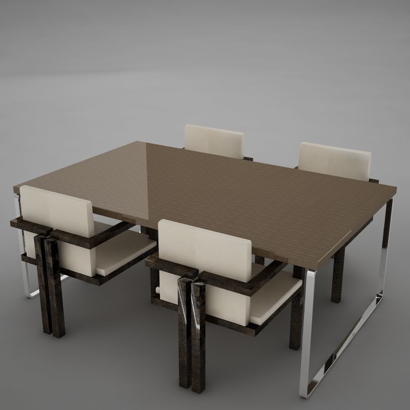 dinning07 dining table with four chairs 3D model_6