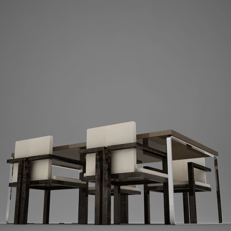 dinning07 dining table with four chairs 3D model_7