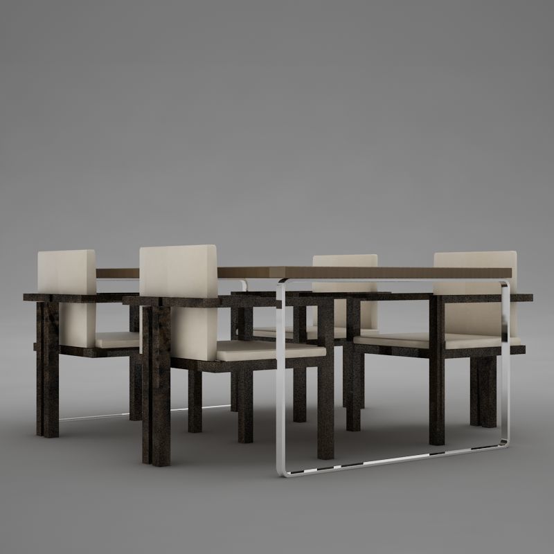 dinning07 dining table with four chairs 3D model_1