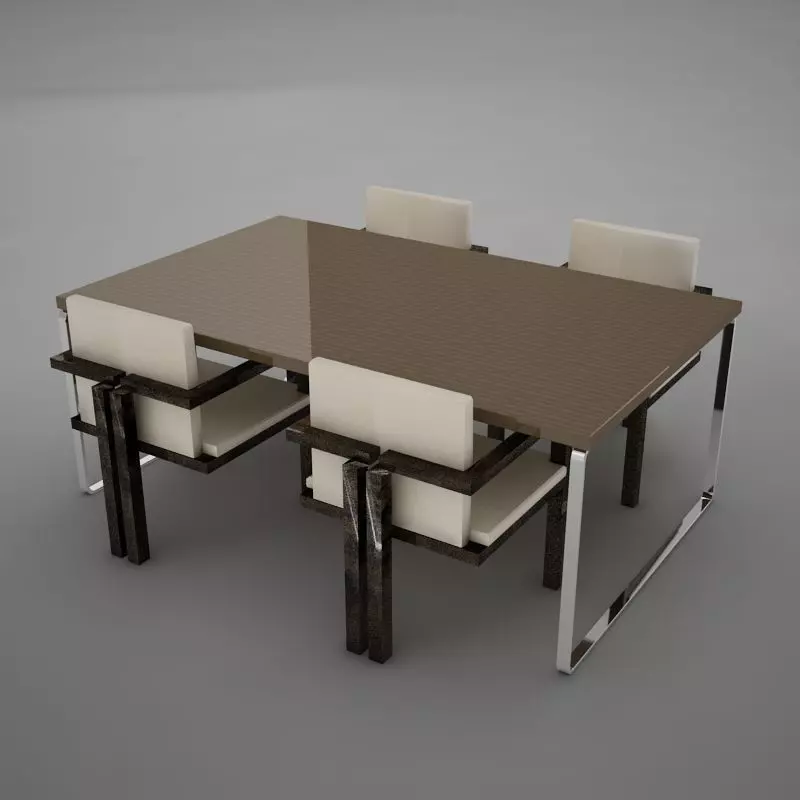 dinning07 dining table with four chairs 3D model_0