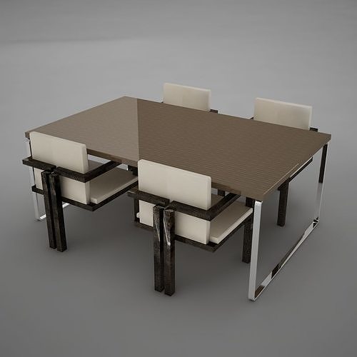 dinning07 dining table with four chairs 3D model