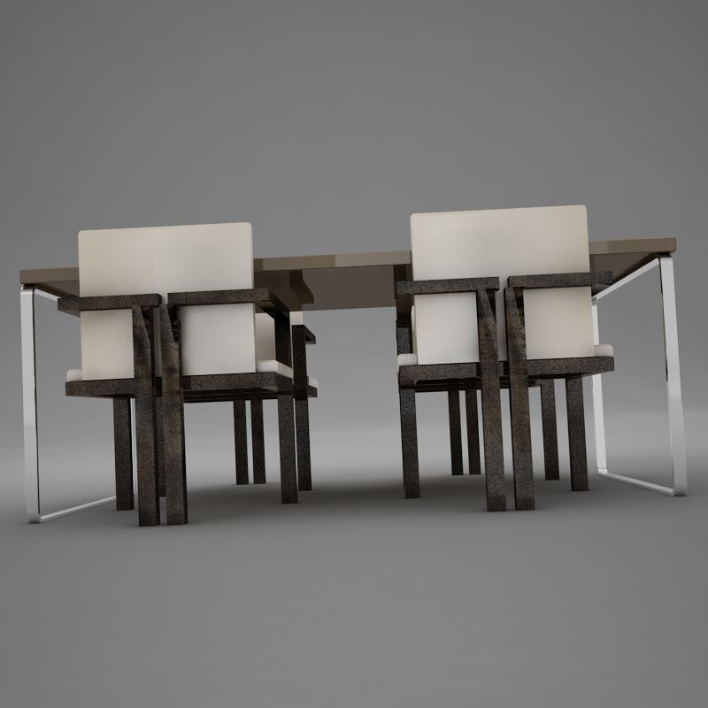 dinning07 dining table with four chairs 3D model_4