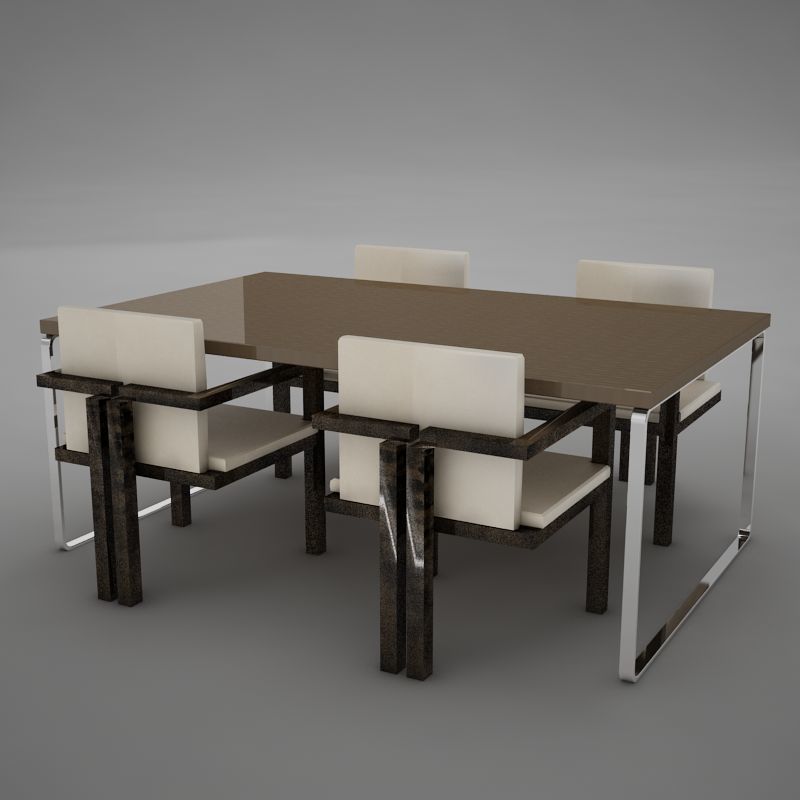 dinning07 dining table with four chairs 3D model_3