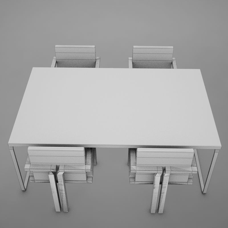 dinning07 dining table with four chairs 3D model_16