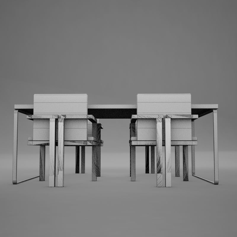 dinning07 dining table with four chairs 3D model_13