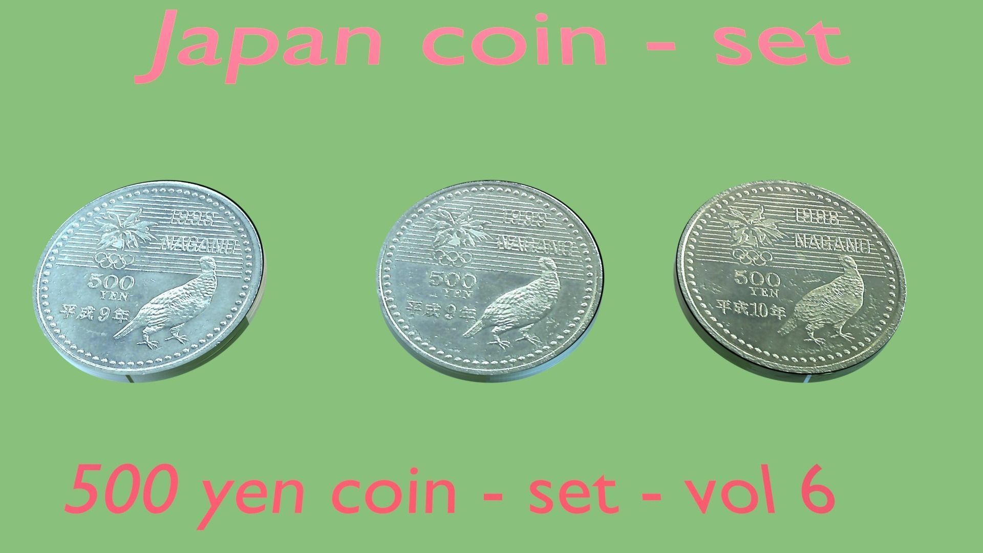 Japan 500 yen coin - set - vol 6 3D model_2