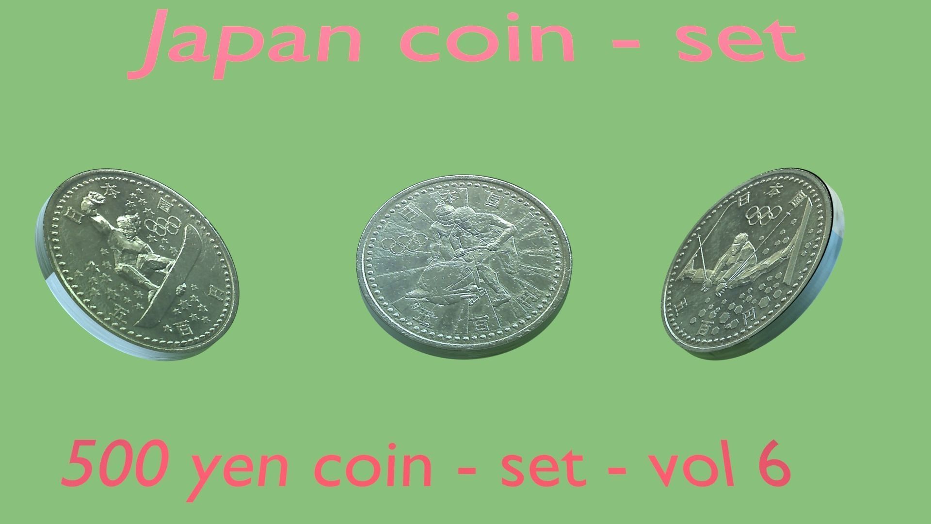 Japan 500 yen coin - set - vol 6 3D model_0