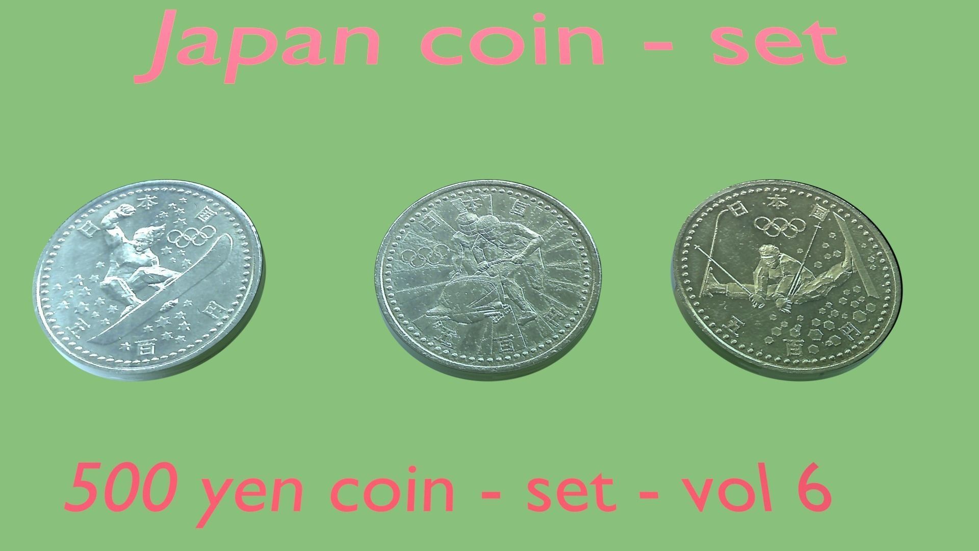 Japan 500 yen coin - set - vol 6 3D model_1