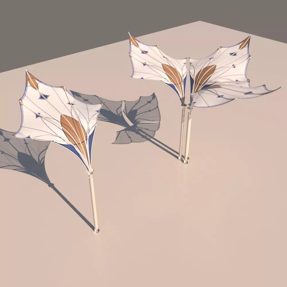 Pavillon shade sails Low-poly 3D model Free 3D model
