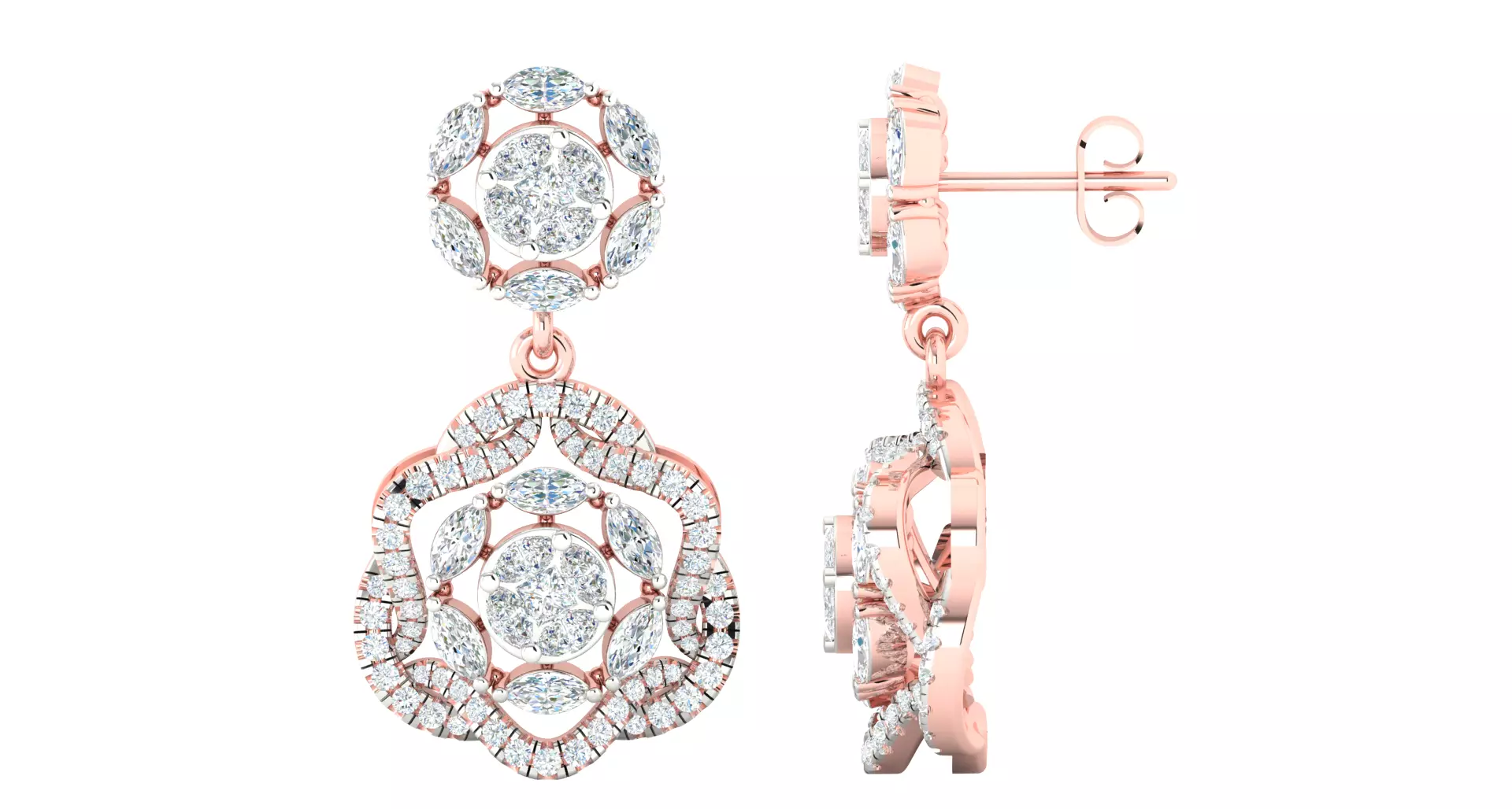 Women earrings 3dm stl render detail 3D print model 3D print model