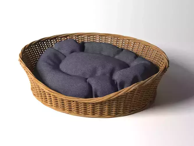 Willow Dog Cat Pet Wicker Basket 3D model Pet bed 3D model