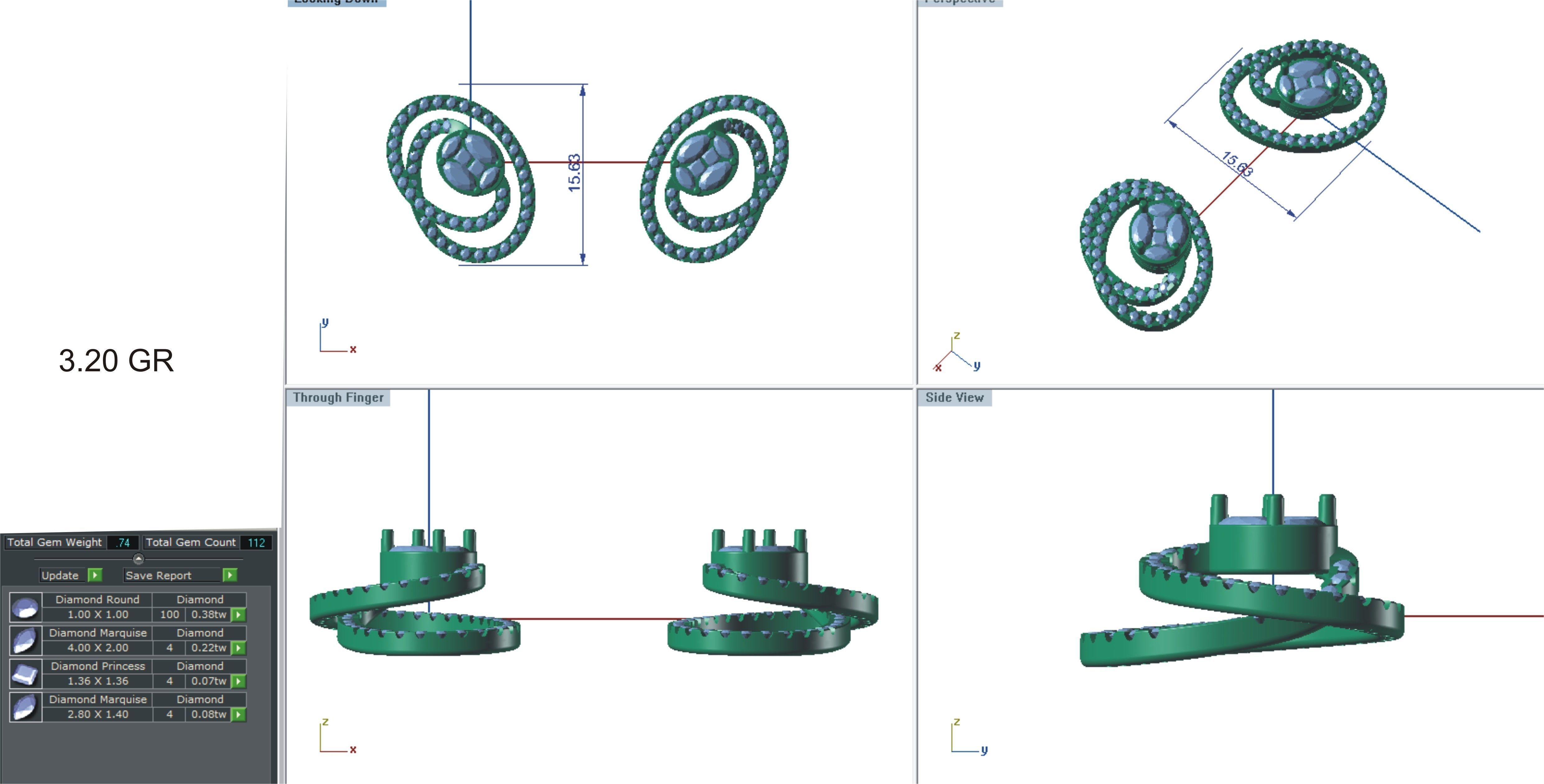 Women earrings 3dm stl render detail 3D print model 3D print model_1