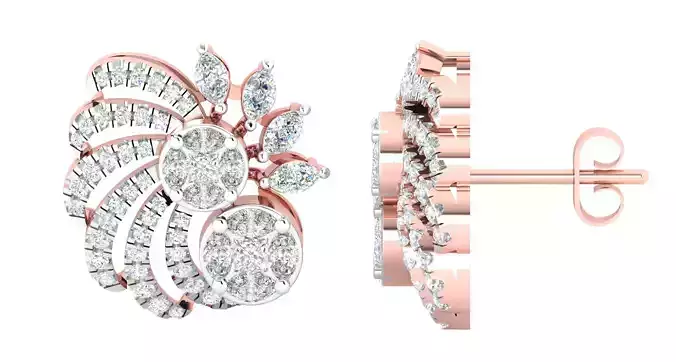 Women earrings 3dm stl render detail 3D print model 3D print model