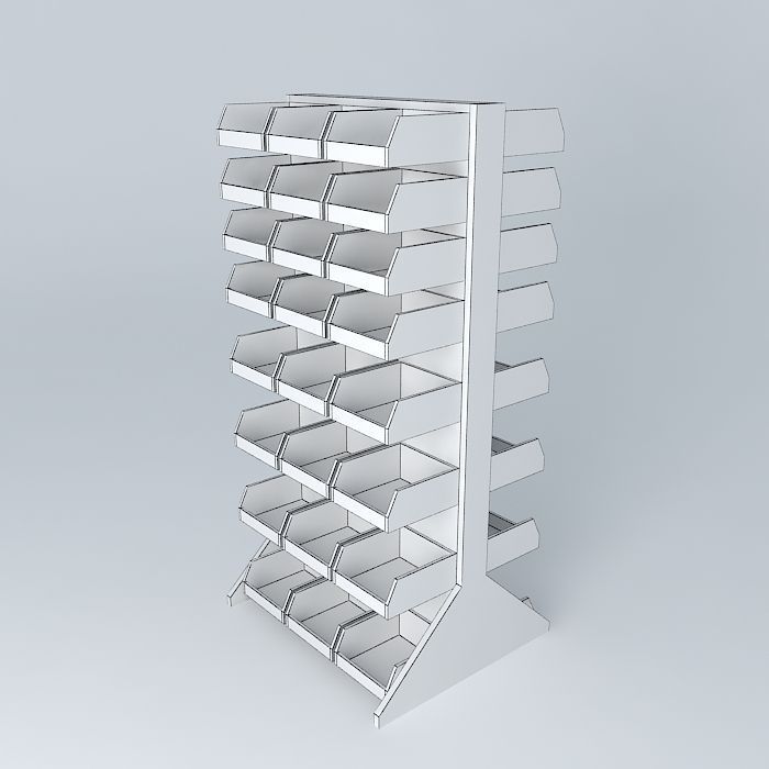 6 Double Sided Rack Plastic Bin Organizer Free 3D model_3