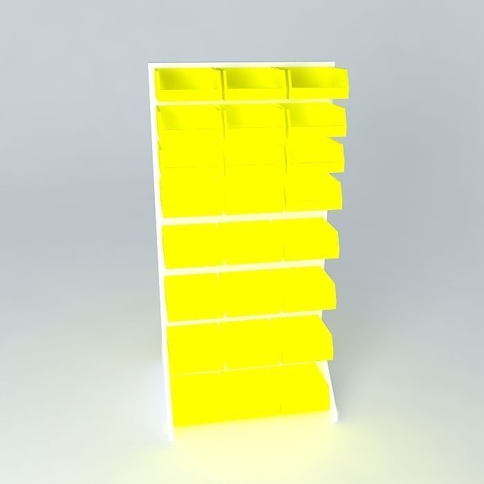 6 Double Sided Rack Plastic Bin Organizer Free 3D model_2