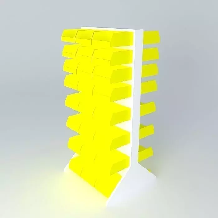 6 Double Sided Rack Plastic Bin Organizer Free 3D model_0