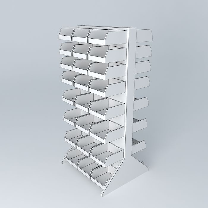 6 Double Sided Rack Plastic Bin Organizer Free 3D model_4