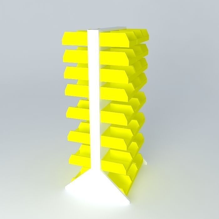 6 Double Sided Rack Plastic Bin Organizer Free 3D model_1