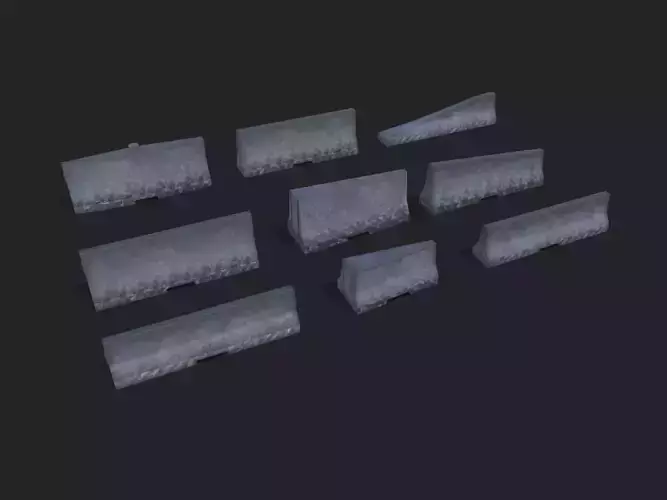 Road Barriers Collection  Low-poly 3D model