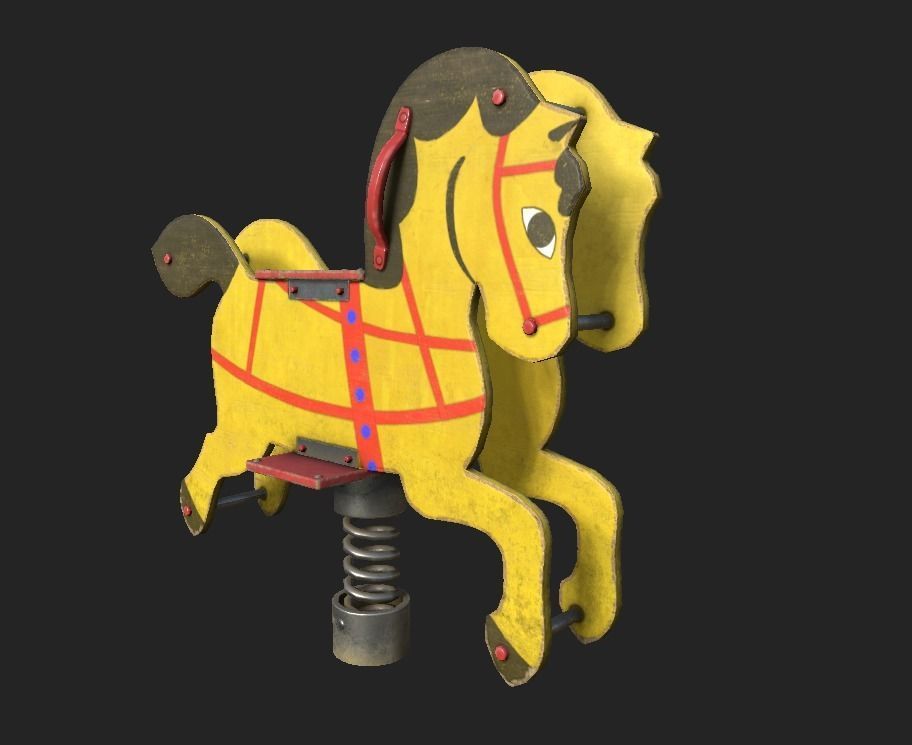Playground Horse Low-poly 3D model_2