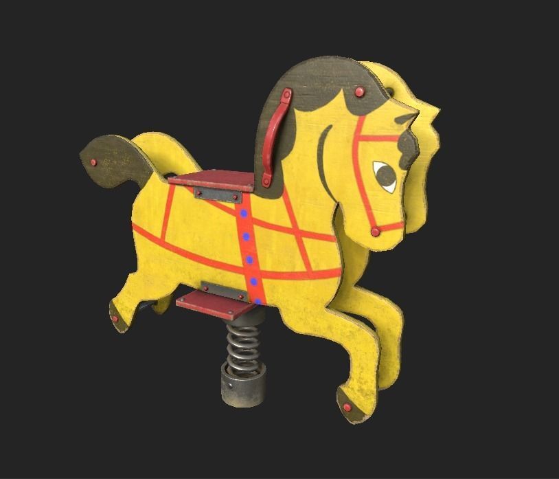Playground Horse Low-poly 3D model_9