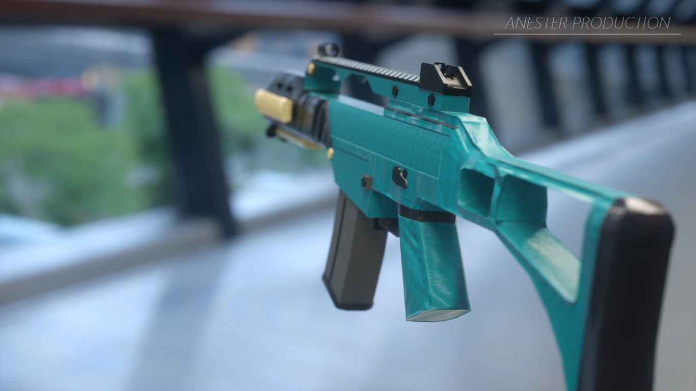 Assault Deutsche Military Rifle G36C GAME-READY Low-poly 3D model_6