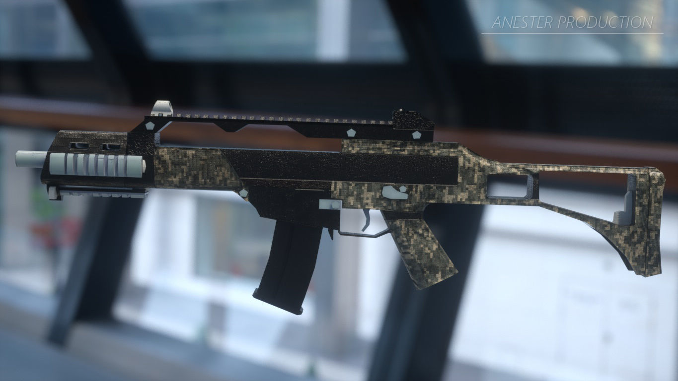 Assault Deutsche Military Rifle G36C GAME-READY Low-poly 3D model_2