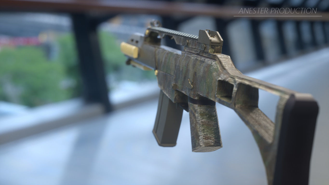 Assault Deutsche Military Rifle G36C GAME-READY Low-poly 3D model_8