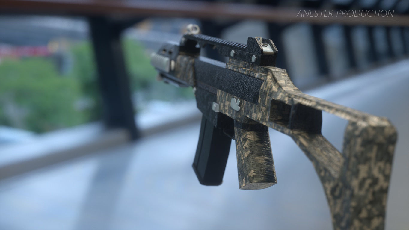 Assault Deutsche Military Rifle G36C GAME-READY Low-poly 3D model_1