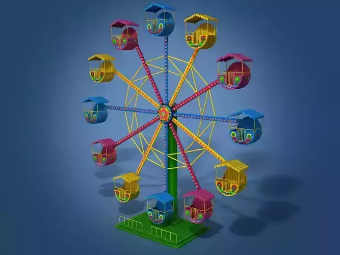 Ferriswheel colorful ferris wheel Low-poly 3D model
