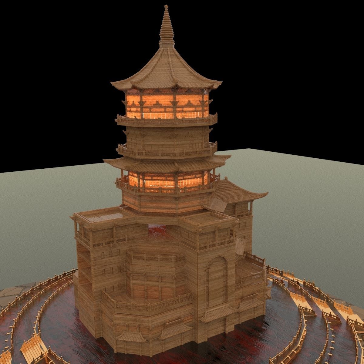 Chinese ancient building 3D model_1