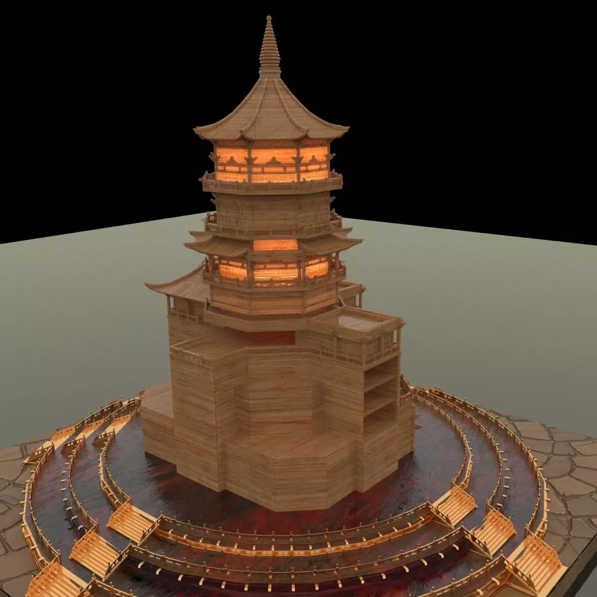 Chinese ancient building 3D model_0