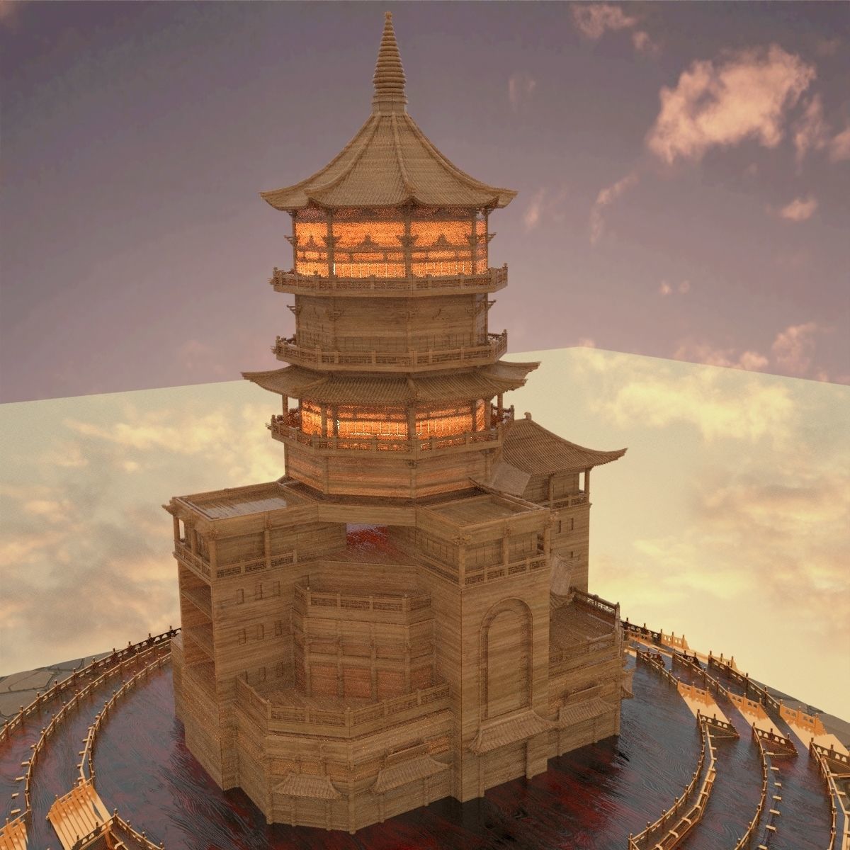 Chinese ancient building 3D model_5